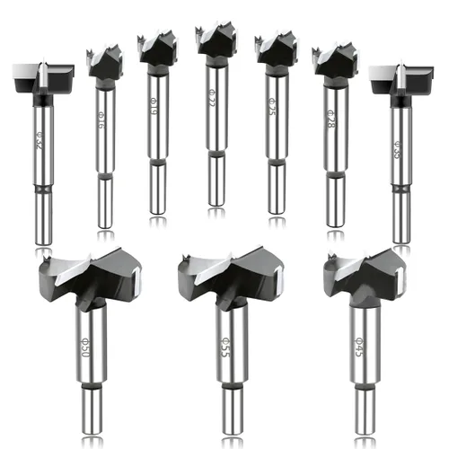 Miniatura 3 de Forstner - Juego de 10 brocas Forstner con punta de carburo para madera dura, juego de sierra de perforación de madera, juego de herramientas
