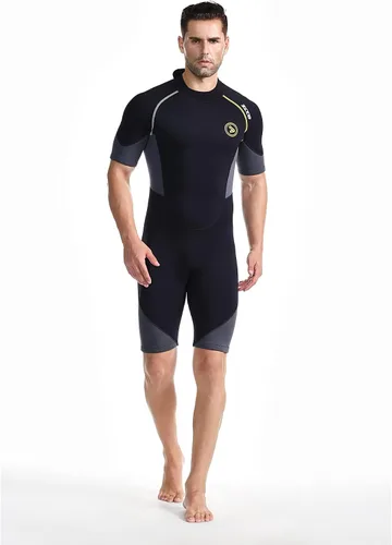 Miniatura 5 de ZCCO Trajes cortos de neopreno para hombre de 0.069 pulgadas con cremallera trasera, manga corta para buceo, pesca submarina, esnórquel, surf