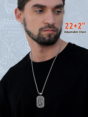 Miniatura 2 de FaithHeart Saint Michael Necklace, Stainless Steel18K Gold Plated St Michael the Archangel Pendant Amulet for Men Women with Gift Packaging