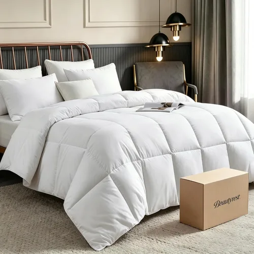 Miniatura 6 de Beautyrest Luxury Hotel Collection - Edredón de fibra de plumón de ganso blanco tamaño Queen, ultrasuave, 100% algodón, transpirable, relleno