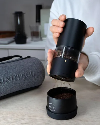 Miniatura 3 de PALICO GrindTech PREM - Molinillo de café eléctrico recargable portátil, base de carga inalámbrica con tipo C, 20 rebabas cónicas SUS
