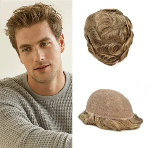 Miniatura 102 de PUNRU HAIR Completo Swiss Lace Toupee para hombres Sistema de cabello humano real Sistema de reemplazo de cabello humano para hombre Toupee