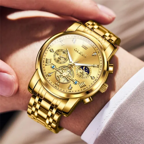 Miniatura 2 de OLEVS Relojes para hombre de plata, reloj de cronógrafo de acero inoxidable para hombre, reloj analógico de cuarzo de cara grande para hombre
