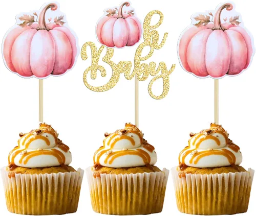 Miniatura 11 de 24 adornos de calabaza para cupcakes con purpurina para otoño, hojas, flores, calabaza, cupcakes, decoración de pasteles para Halloween, decoración