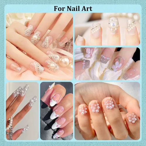 Miniatura 4 de 100g de cuentas de perlas planas y diamantes de imitación, 1-Rosa y blanco, tamaño mixto de 3-10mm, resina, diamantes de imitación y medias perlas