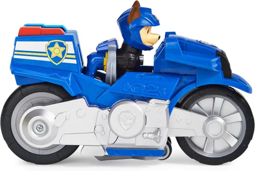 Miniatura 4 de Paw Patrol, Moto Pups Deluxe de Chase, vehículo de motocicleta de tracción que hace piruetas y figura de juguete