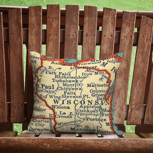 Miniatura 4 de Wisconsin Map - Fundas de almohada para exteriores, impermeables, 16 x 16 pulgadas, diseño de mapa del mundo, fundas de almohada decorativas