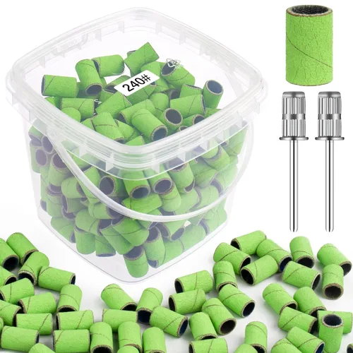 Miniatura 8 de Bandas de lijado para taladro de uñas de grano 240, bandas de lijado de uñas extremadamente finas, 200 bandas de lijado profesionales moradas y 2