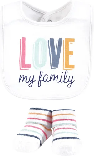 Miniatura 100 de Hudson Baby Conjunto de babero y calcetines unisex de algodón para bebé
