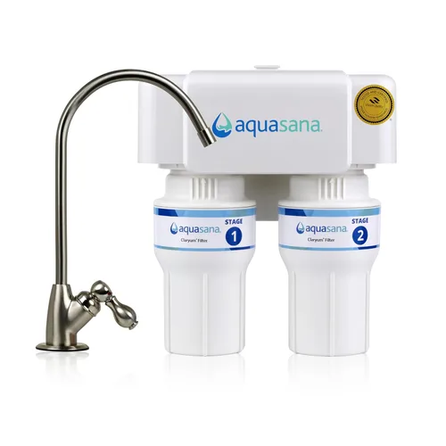 Aquasana Filtro de agua para debajo del fregadero | Filtración de 2 etapas | Reduce hasta un 99.99% de PFAS, plomo, cloro, quistes y más | Filtro de