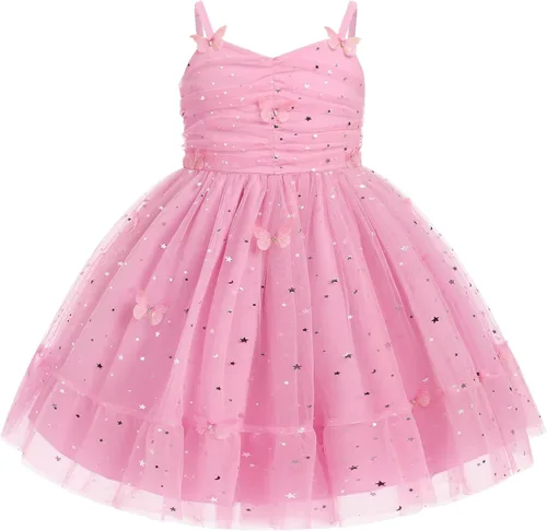 Miniatura 17 de IMEKIS Vestido de princesa de cumpleaños para niña pequeña, confeti brillante, bohemio, arcoíris, cake smash, sesión de fotos, conjunto para 1-6T