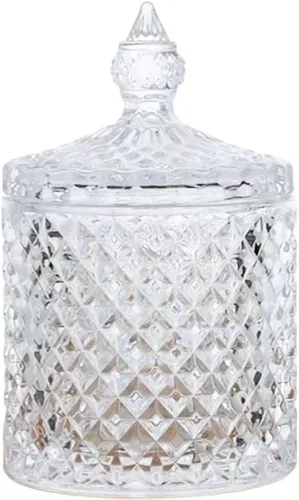 Miniatura 19 de Frasco de vidrio para caramelos de Navidad con relieve de lujo, con tapas, para joyas, tarros de caja de joyería small crown