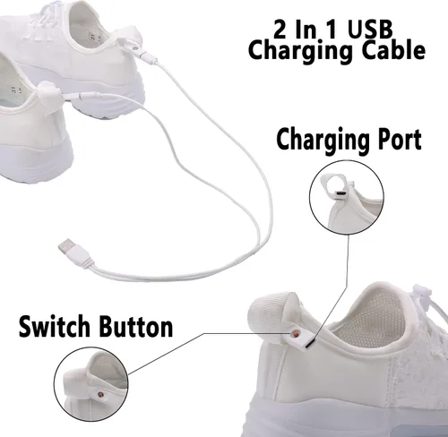 Miniatura 7 de YYXMS Zapatos de fibra óptica para niños y niñas, tenis iluminados para niños, zapatos intermitentes con carga USB para Navidad, festivales