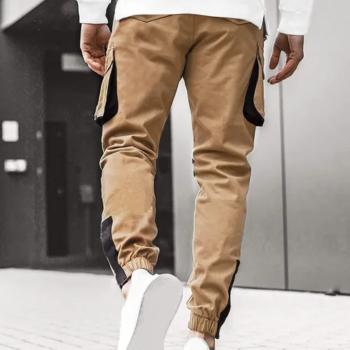 Miniatura 9 de IEPOFG Pantalones cargo para hombre con bolsillo lateral, ajuste relajado, pantalones de harén ajustados, pantalones tácticos casuales para deportes