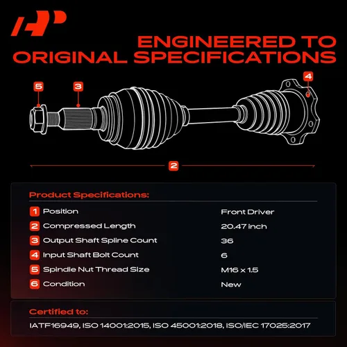 Miniatura 3 de A-Premium Juego de eje de transmisión compatible con Volkswagen Jetta 2005-2014, Rabbit 2006-2009, 1.9L 2.0L 2.5L, transmisión manual solamente