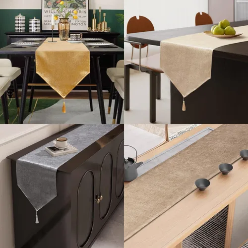 Miniatura 3 de BALCONY & FALCON Camino de mesa con borlas, lavable a máquina, caminos de mesa decorativos de lujo para el hogar para comedor, fiestas, banquetes