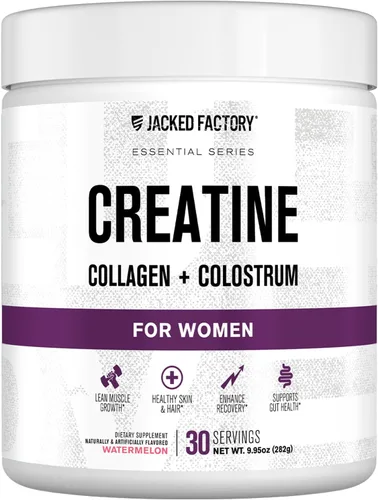 Miniatura 10 de Jacked Factory Creatina para mujer – Monohidrato de creatina con colágeno + calostro para apoyar el rendimiento del entrenamiento, crecimiento