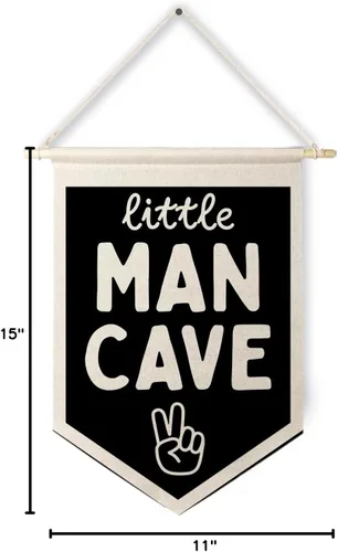 Miniatura 7 de Qpenm Cueva del Hombre Pequeño Bandera Colgante de Pared en Lienzo, Decoración para Habitación de Niños, Banderines Modernos en Blanco y Negro
