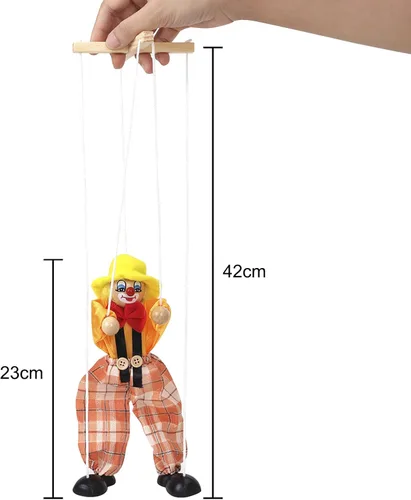 Miniatura 5 de Marionetas de marioneta de payaso muñeca de cuerda, marioneta de mano, marioneta de madera para adultos, marionetas interactivas, muñecos de cuerda