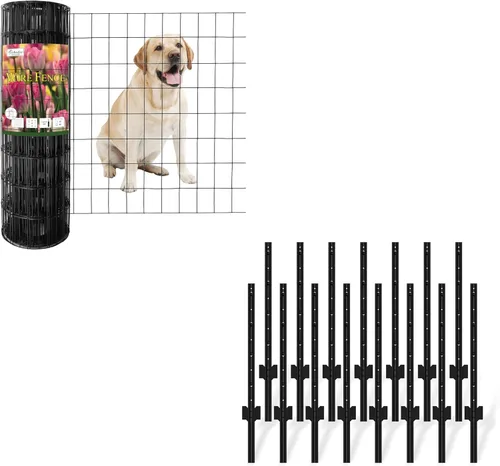 FOREHOGAR Valla de alambre soldada con revestimiento de PVC negro de 24 pulgadas x 50 pies, 2 pulgadas x 3 pulgadas, paquete 16GA de metal para