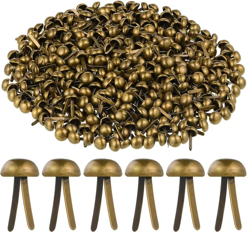 Miniatura 9 de Hotop 500 piezas de chinches de metal para manualidades de papel, sujetadores redondos de latón para arte, manualidades, proyectos escolares