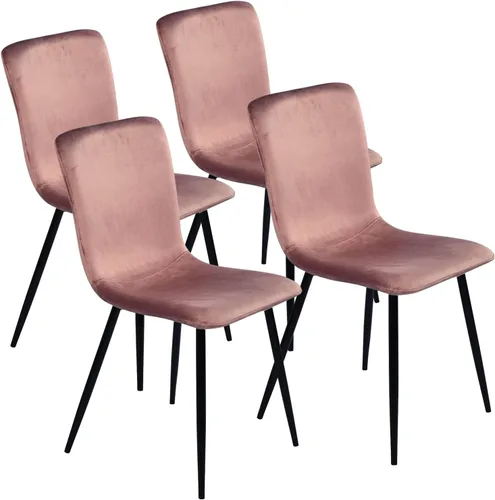 Miniatura 11 de FurnitureR Juego de 2 sillas de comedor, silla auxiliar tapizada de gamuza con respaldo medio, asiento suave y patas de metal resistentes para Marrón