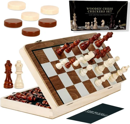 Juegos de tablero de ajedrez, juego de ajedrez magnético de 15 pulgadas para adultos y niños, juego de mesa de damas, tableros de ajedrez plegables