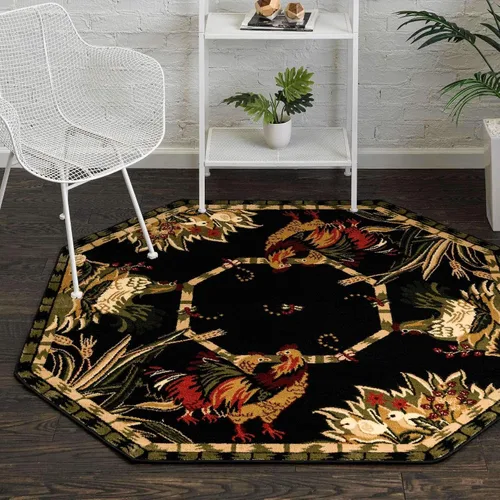 Miniatura 30 de Unique Loom Barnyard Collection - Alfombra de área de granja (2 pies x 3 pies 1 pulgada, rectangular, crema/negro)
