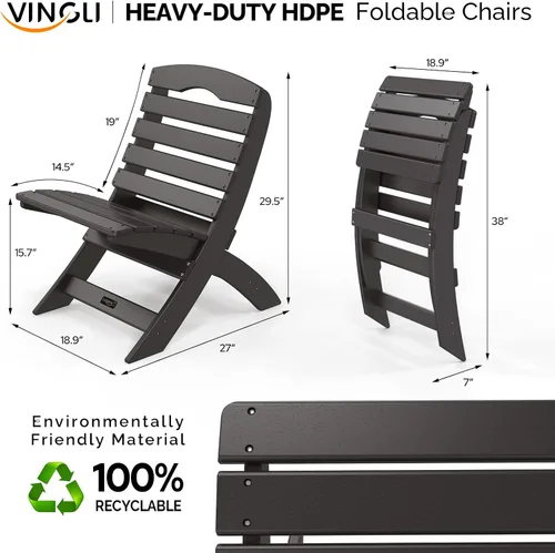 Miniatura 3 de VINGLI Sillas Adirondack portátiles, silla Adirondack plegable de plástico para todos los climas, sillas para fogatas al aire libre para patio