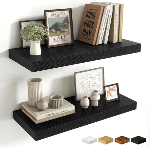 Miniatura 86 de Estantes flotantes de 48 pulgadas para pared, estante de chimenea de 10 pulgadas de profundidad, estantes flotantes de madera para pared, estantes