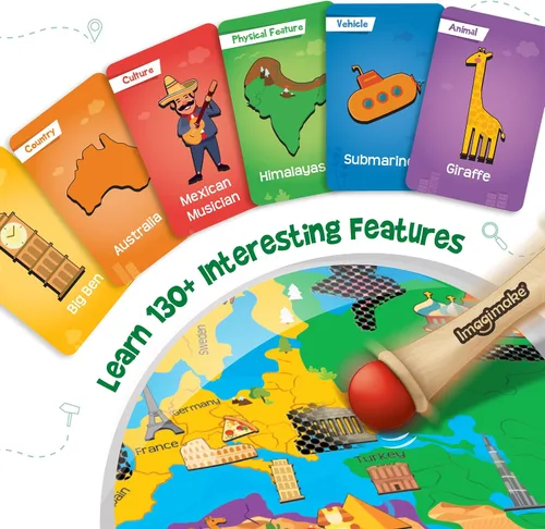 Miniatura 5 de Imagimake Mapology Hidden Quest World Map - Juego de mesa Deslizamiento y revelación mágica Juguetes educativos para edades de 5 a 7 y 8 a 12