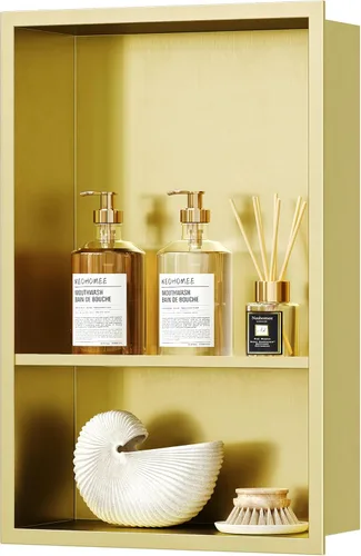 Miniatura 18 de Neodrain Nicho de ducha doble estante de acero inoxidable, no necesita azulejos, nichos de baño empotrados en la pared, nicho de pared empotrado
