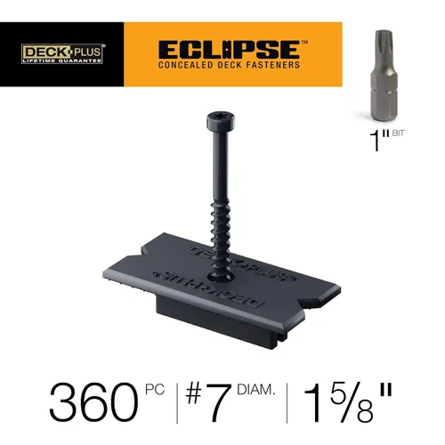 Miniatura 3 de Deck Plus Eclipse - Sujetadores ocultos, tornillos de cubierta, tornillos para madera, acero inoxidable, negro, paquete de 360