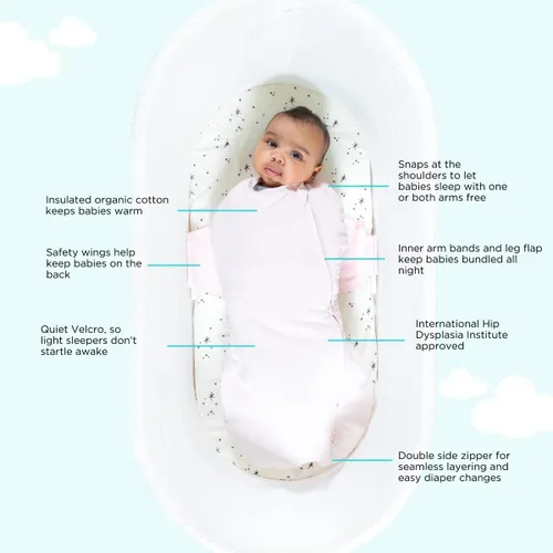 Miniatura 2 de Happiest Baby SNOO Saco de Dormir Comforter - Manta Envolvente de Algodón Orgánico - Diseñado por Doctores Promueve el Desarrollo Saludable