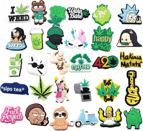 Divertidos dijes de dibujos animados para zapatos, accesorios de decoración de zapatos de PVC para adolescentes, adultos y niños, pulsera, Cloruro