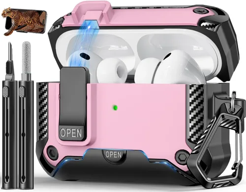 Miniatura 39 de Funda para AirPods Pro de 2 generación con soporte para teléfono, diseño de interruptor automático de protección completa contra caídas con kit