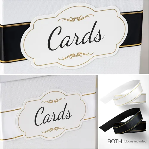 Miniatura 4 de Merry Expressions Caja de tarjetas de boda en blanco y negro de 10 pulgadas para fiestas, tarjetas de regalo para cumpleaños, graduación, recepción