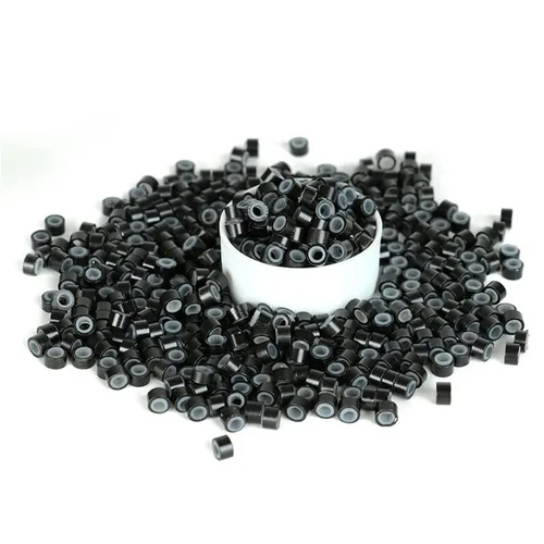 Miniatura 30 de Extensiones de cabello humano microlink de 16 pulgadas, extensiones de cabello natural suave de microcuentas, color #1 negro azabache, 100% cabello