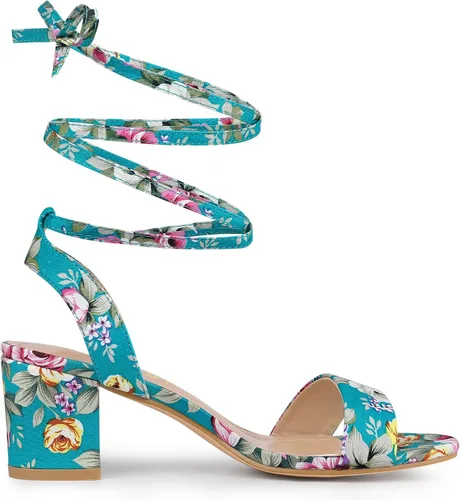 Miniatura 6 de Allegra K Sandalias de tacón de bloque para mujer con cordones