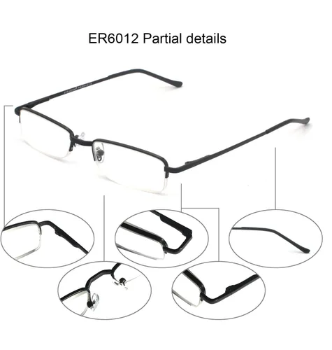 Miniatura 4 de Paquete de 2 lentes de lectura rectangulares de metal con media montura con estuche para hombres y mujeres