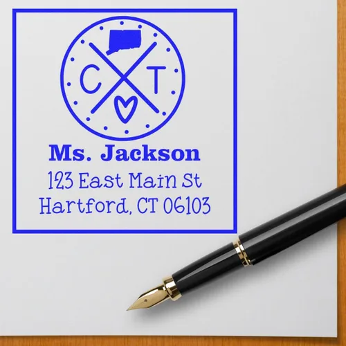 Miniatura 56 de Sello entintado moderno con nombre y dirección del estado de Alabama – Sello de dirección de devolución personalizado para invitaciones de despedida