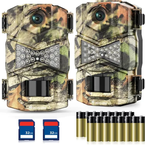 WOSODA 【Paquete de 2】 Cámara de juego de senderos, 16MP 1080P, cámara impermeable de caza para monitoreo de vida silvestre con visión nocturna G200