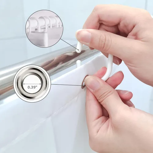 Miniatura 3 de KOMLLEX Cortina de ducha abstracta azul para decoración de baño, 72 pulgadas de ancho x 72 pulgadas de alto, moderna, a rayas blancas y grises