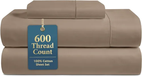 Miniatura 17 de LANE LINEN Juego de sábanas tamaño King – Sábanas de 600 hilos 100% algodón de fibra larga, naturalmente frescas y duraderas para el uso diario, 01