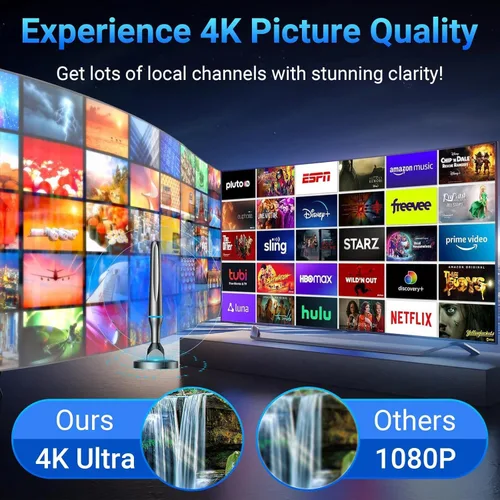 Miniatura 3 de Antena de TV digital 2026 para Smart TV en interiores, antena de TV HD de largo alcance para canales locales con amplificador de señal, recepción