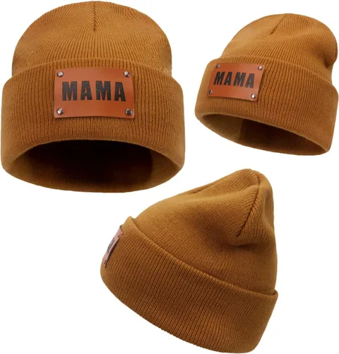 Miniatura 32 de Gorro para padres e hijos,Madre y bebé hija/hijo gorro de punto cálido de invierno,Gorro suave para niños