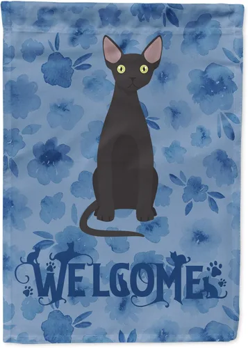 Miniatura 32 de Caroline's Treasures CK5047CHF Ojos Azules - Bandera de bienvenida con diseño de gato para casa de porche, grande, para colgar en la pared