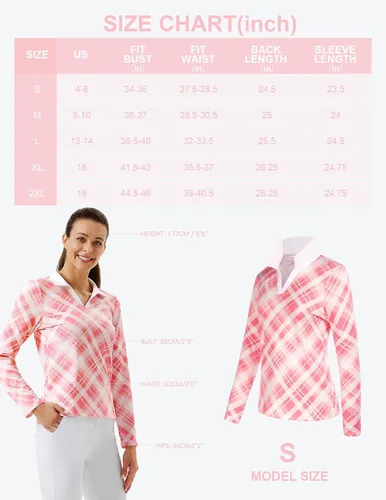 Miniatura 5 de JACK SMITH Polo de golf de manga larga para mujer, cuello en V, atlético, para tenis, absorbe la humedad