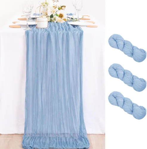 Miniatura 73 de MLMC Camino de mesa azul claro, camino de mesa de estopilla color bebé azul, 10 pies, decoración para baby shower, rústico, gasa, estopilla, centro