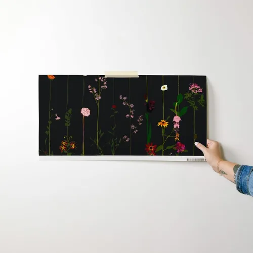Miniatura 7 de Despegar y pegar papel tapiz Muestras – Moody Floral Dark Flower Stripe Wildflower Minimal Midcentury Modern Stripes Papel pintado personalizado